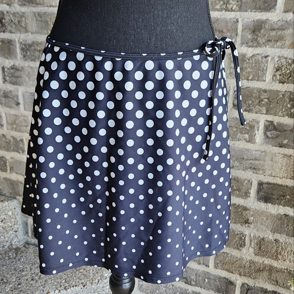 Black And White Polka Dot Swim Skirt Coverup Size Medium La Blanca